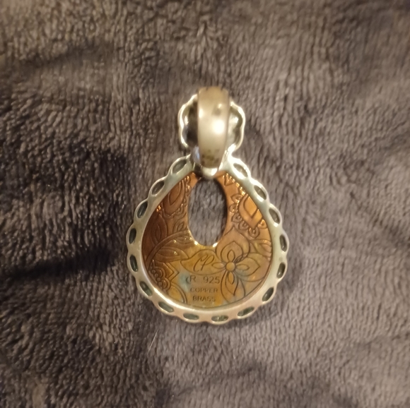 Relios turquoise sterling silver, copper and brass enhancer. 2 inches long. - Picture 2 of 2